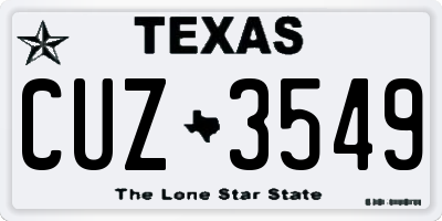 TX license plate CUZ3549
