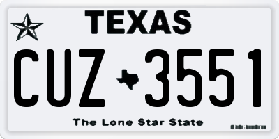 TX license plate CUZ3551