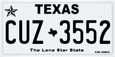 TX license plate CUZ3552