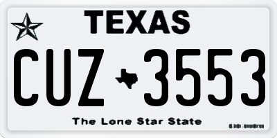 TX license plate CUZ3553
