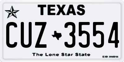 TX license plate CUZ3554