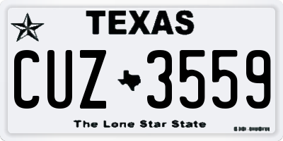 TX license plate CUZ3559