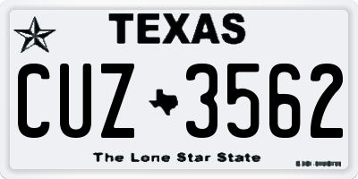 TX license plate CUZ3562