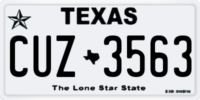 TX license plate CUZ3563