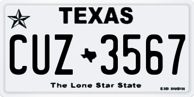 TX license plate CUZ3567