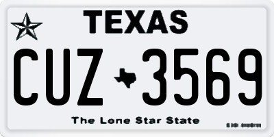 TX license plate CUZ3569