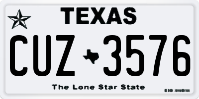 TX license plate CUZ3576
