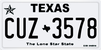 TX license plate CUZ3578