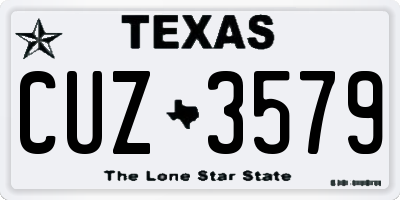 TX license plate CUZ3579