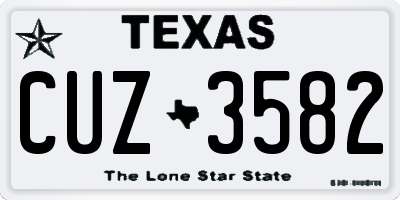 TX license plate CUZ3582