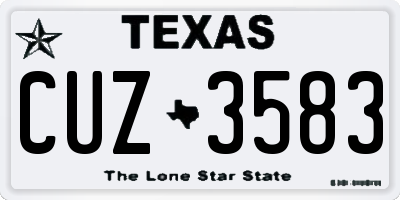 TX license plate CUZ3583