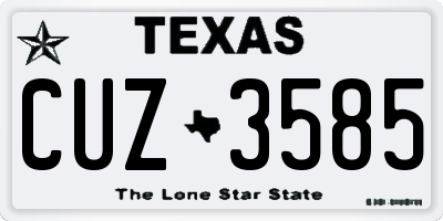TX license plate CUZ3585