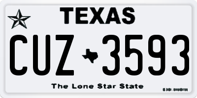 TX license plate CUZ3593