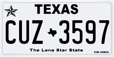 TX license plate CUZ3597