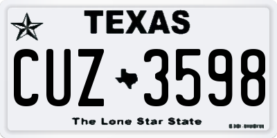 TX license plate CUZ3598