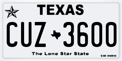 TX license plate CUZ3600