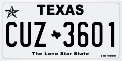 TX license plate CUZ3601