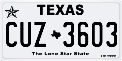 TX license plate CUZ3603