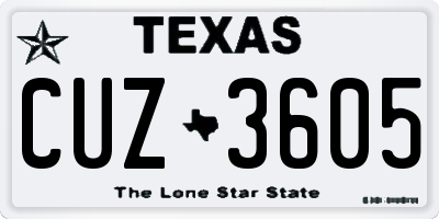 TX license plate CUZ3605