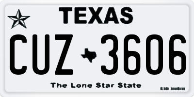 TX license plate CUZ3606