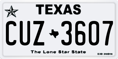 TX license plate CUZ3607