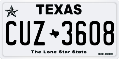 TX license plate CUZ3608