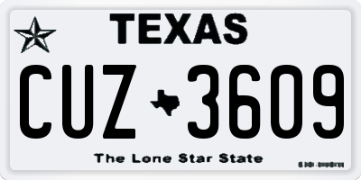 TX license plate CUZ3609