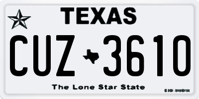 TX license plate CUZ3610