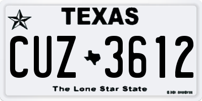 TX license plate CUZ3612