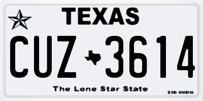TX license plate CUZ3614