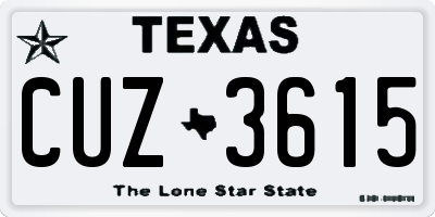 TX license plate CUZ3615