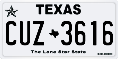 TX license plate CUZ3616