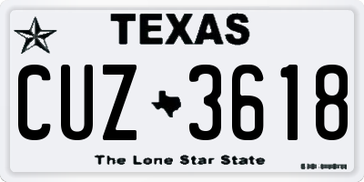 TX license plate CUZ3618