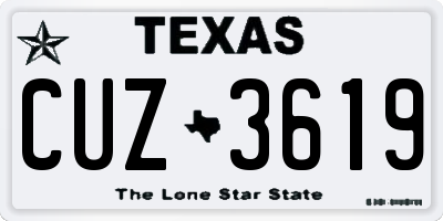 TX license plate CUZ3619