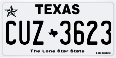 TX license plate CUZ3623