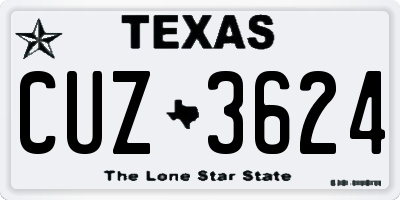 TX license plate CUZ3624