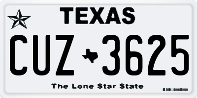 TX license plate CUZ3625