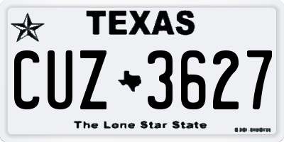 TX license plate CUZ3627