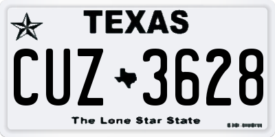 TX license plate CUZ3628