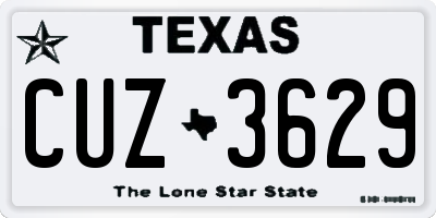 TX license plate CUZ3629