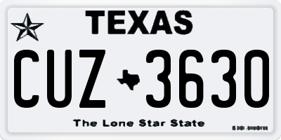 TX license plate CUZ3630