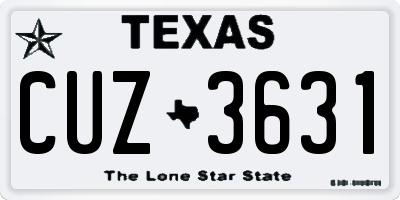 TX license plate CUZ3631