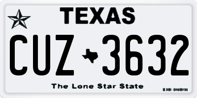 TX license plate CUZ3632