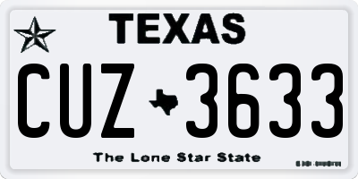 TX license plate CUZ3633