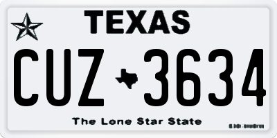 TX license plate CUZ3634