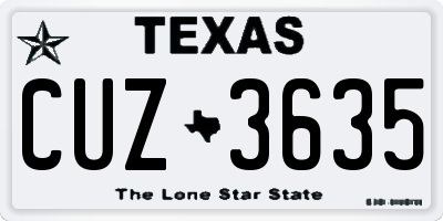 TX license plate CUZ3635