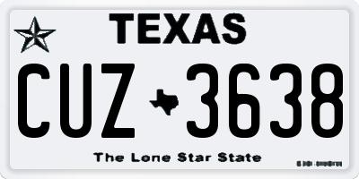 TX license plate CUZ3638