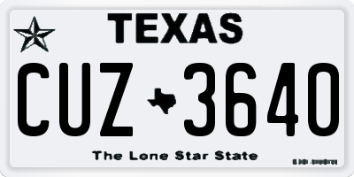 TX license plate CUZ3640