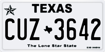 TX license plate CUZ3642