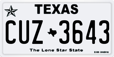 TX license plate CUZ3643